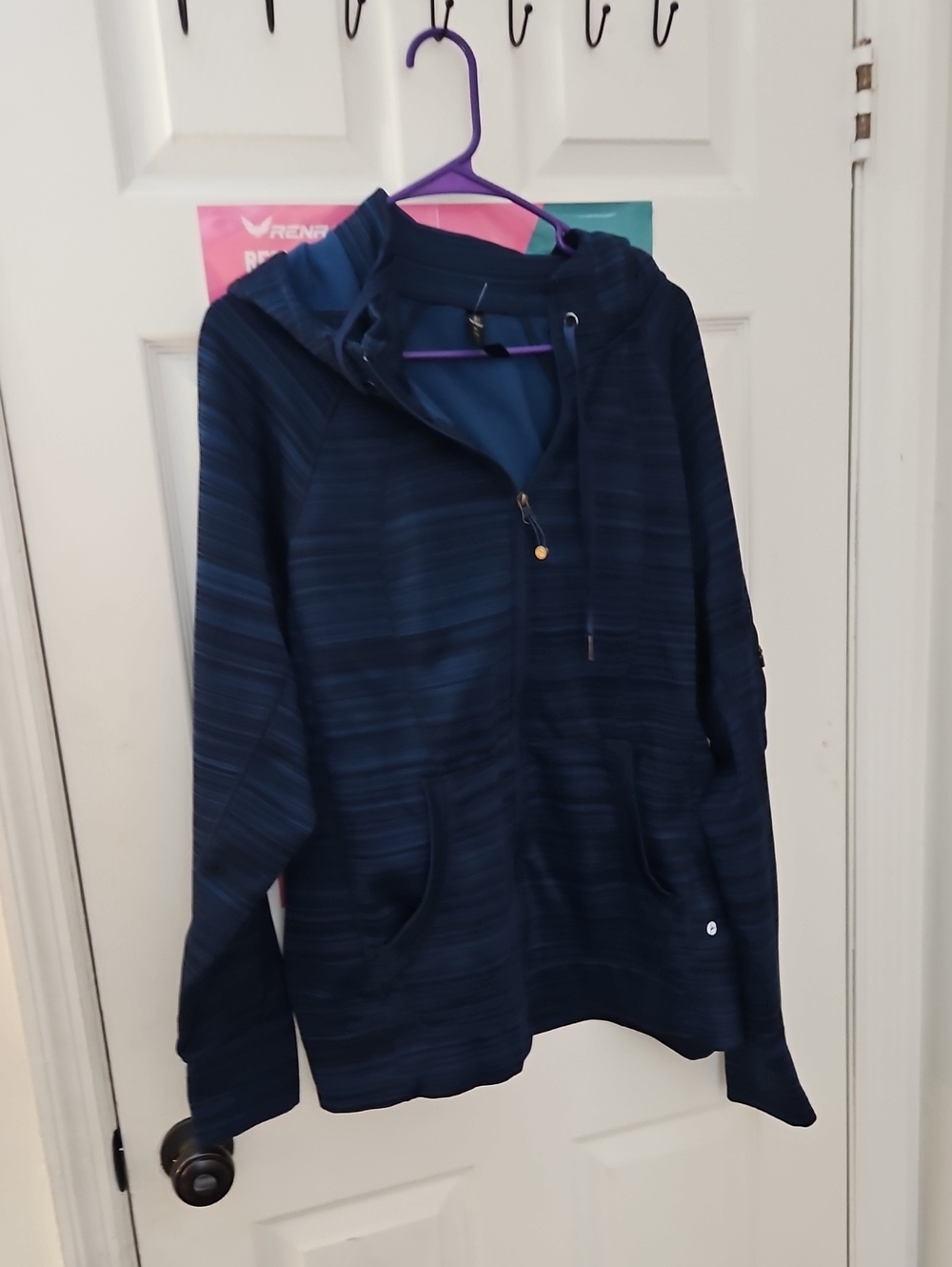 90 Degree By Reflex Navy Striped Hooded Jacket